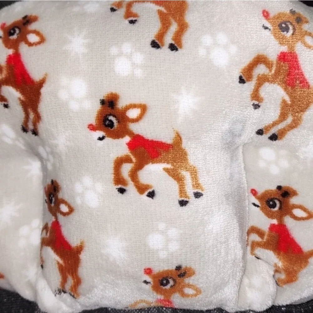 Offical Rudolph The Red Nosed Reindeer Pet Cat Dog Bed NWT Grey White Brown Red